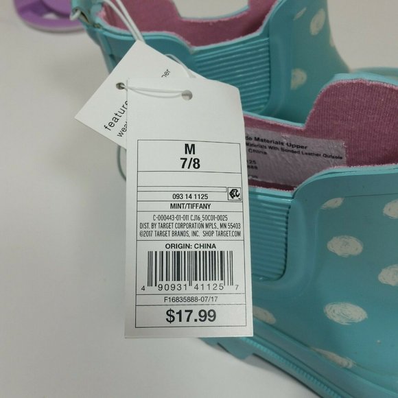 Girls Cat & Jack Tiffany Polka Dot Rain Boots - Picture 8 of 9